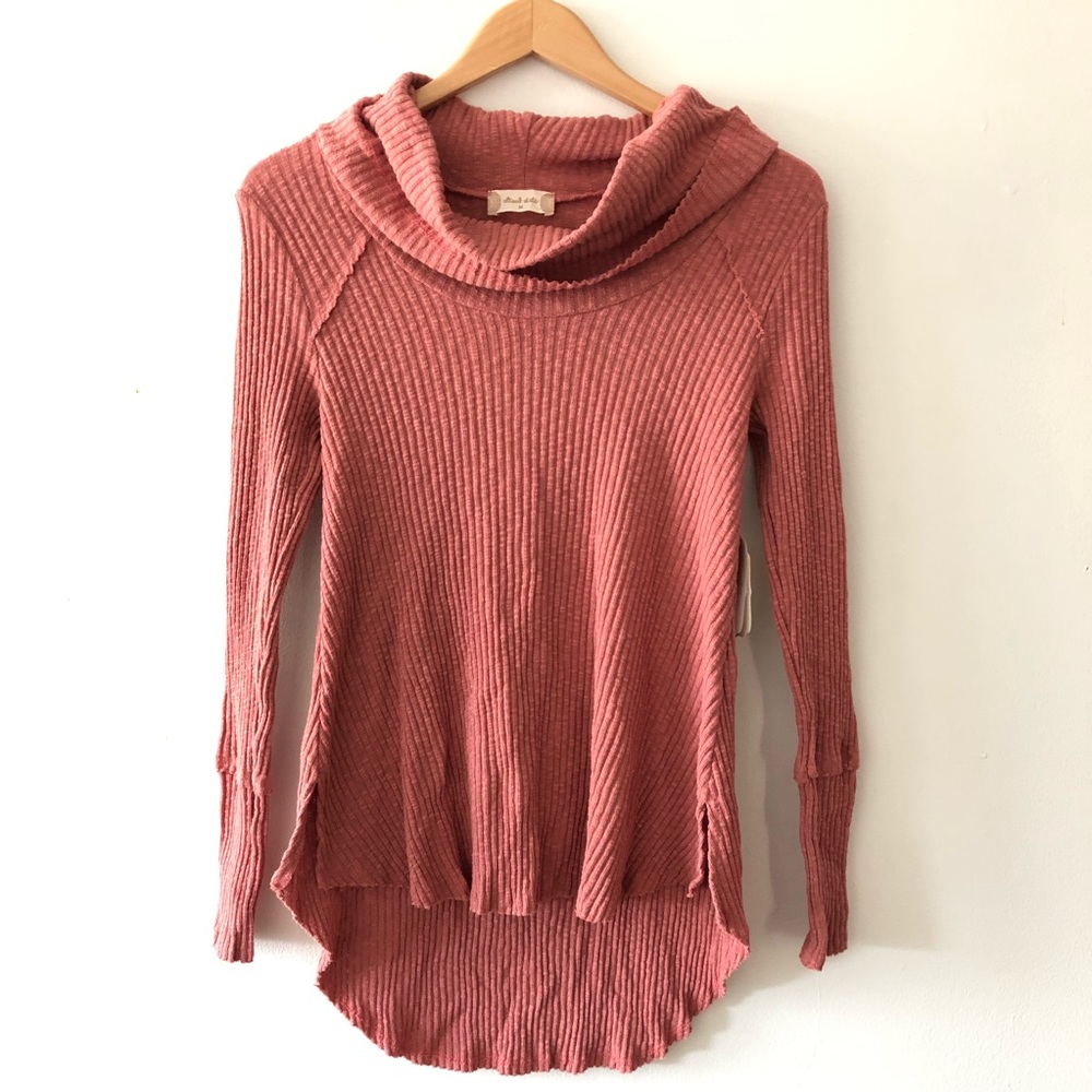 NWT Altar’d state pink funnel neck ribbed sweater